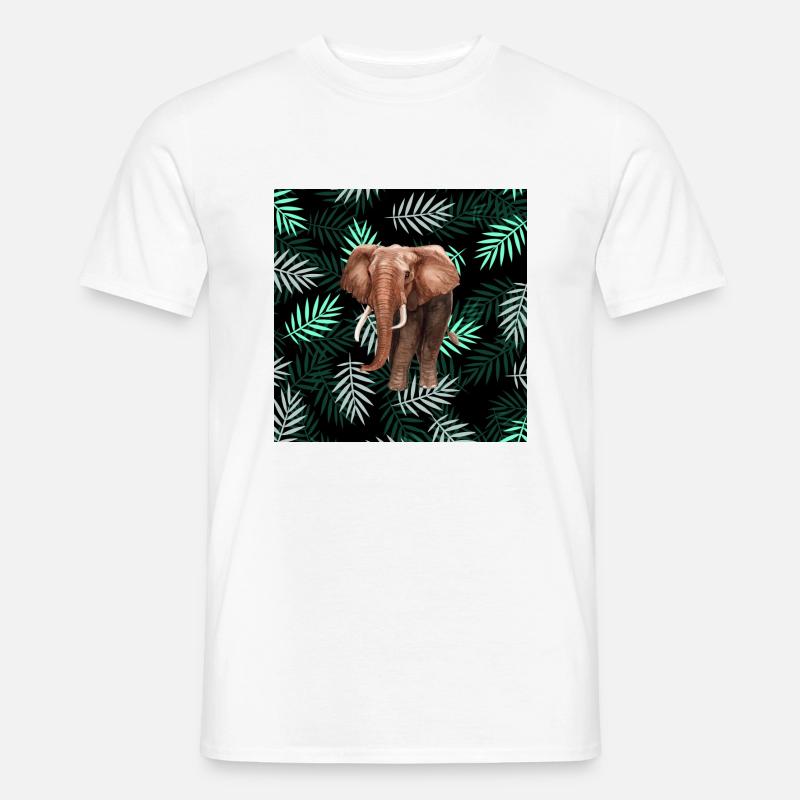 Palmen-Muster, Elefant Palm Pattern, Elephant - Men’s T-shirt - white