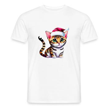 Bengal cat cat owner kitten christmas - Men's T-Shirt - white - Front - AI Model Male 178 dark (178cm)
