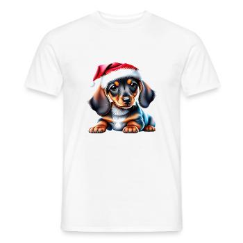 Teckel Noël X-Mas Chien Teckel Chiot - T-shirt homme - blanc - Devant - AI Model Male 178 dark (178cm)