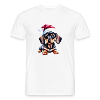 Teckel X-Mas Chien de Noël Dachshund Chiot - T-shirt homme - blanc - Devant - AI Model Male 178 dark (178cm)