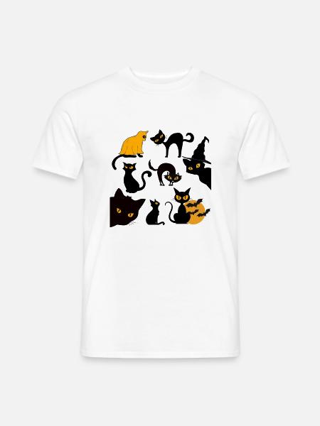 Verhexte Katzen an Halloween - Männer T-Shirt - Weiß