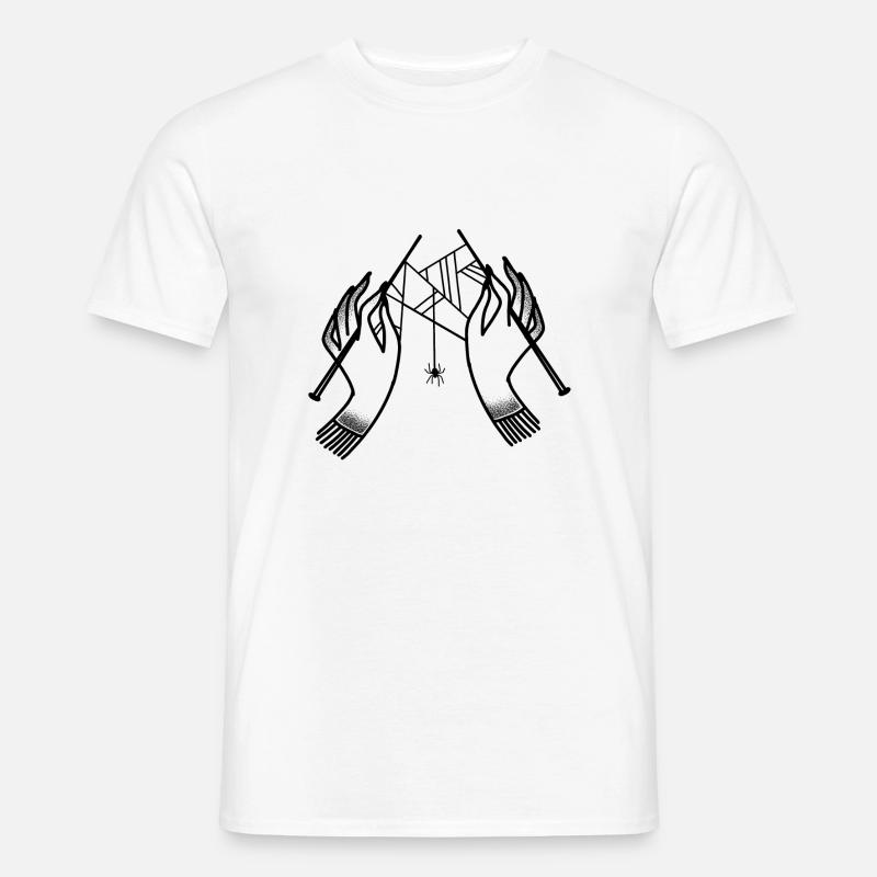 Witchcore Boho Hands Knitting Spiderwebs - Men’s T-shirt - white