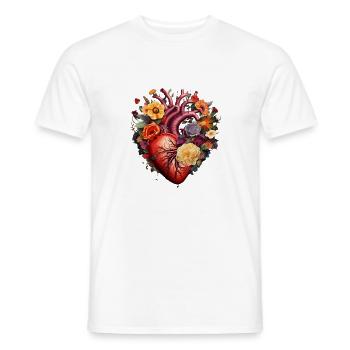 Fleur de coeur | Conception de coeur | Coeur de fleurs | Fleur - T-shirt homme - blanc - Devant - AI Model Male 178 dark (178cm)
