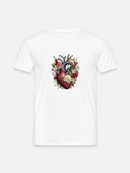 Herzblume | Herz Design | Herz aus Blumen | Blumen - Männer T-Shirt - Weiß