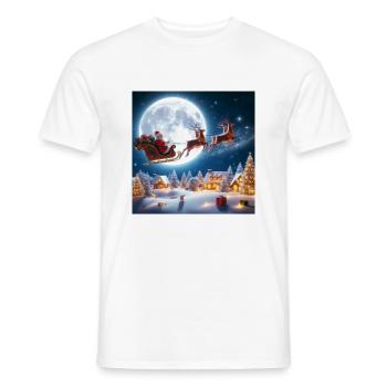 Santa Claus Sleigh Reindeer Christmas Tree Christmas Eve Gifts - Men's T-Shirt - white - Front - AI Model Male 178 dark (178cm)