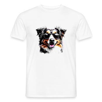Puppy Australian Shepherd Dog Owner - Men's T-Shirt - white - Front - AI Model Male 178 dark (178cm)