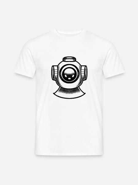 Tattoo eines Tiefsee-Taucherhelms - Männer T-Shirt - Weiß