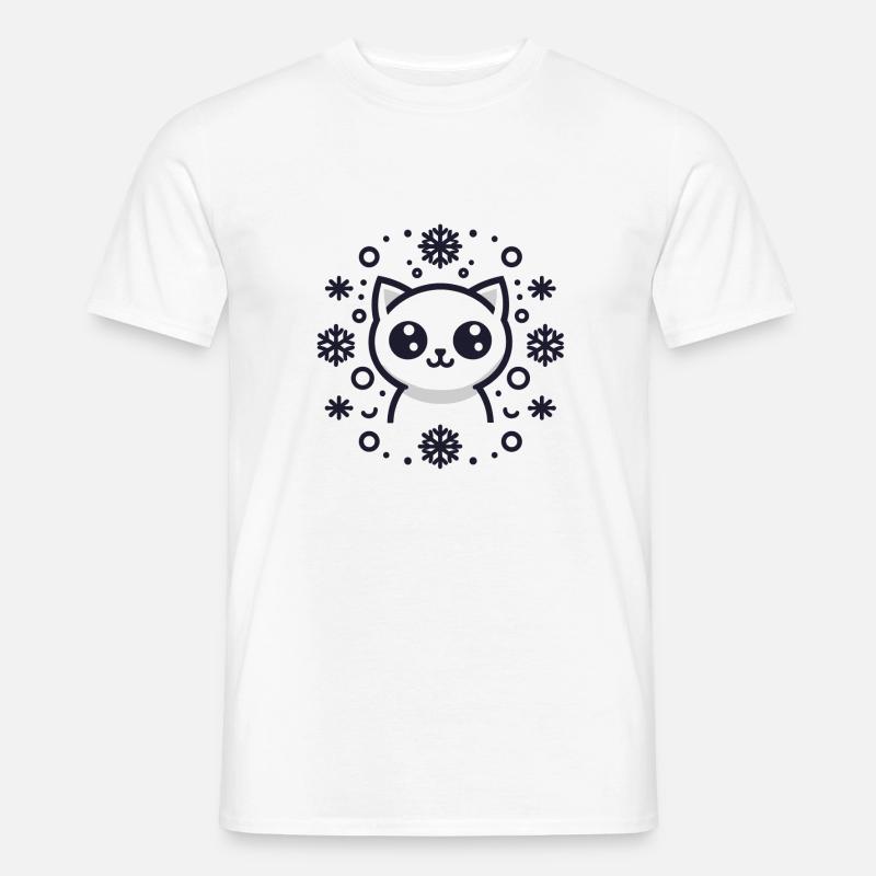 Winter Cat - Männer T-Shirt - Weiß