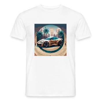 Sportscar in Dessert - Männer T-Shirt - Weiß - Vorne - AI Model Male 178 dark (178cm)