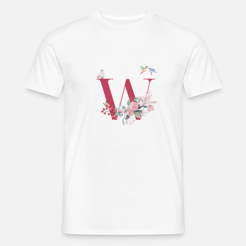 Buchstabe mit Blumen - Geschenkidee - Männer T-Shirt - Weiß