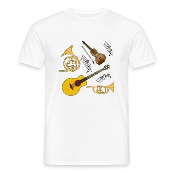 Musikinstrument - T-shirt herr - vit - Fram - AI Model Male 178 dark (178cm)