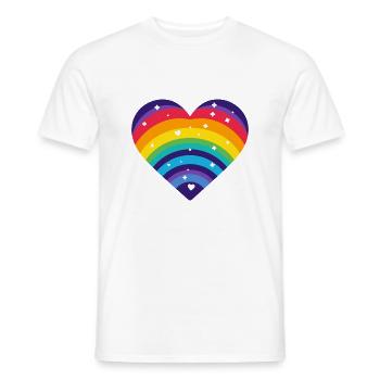 Coeur arc-en ciel etoilée - T-shirt homme - blanc - Devant - AI Model Male 178 dark (178cm)