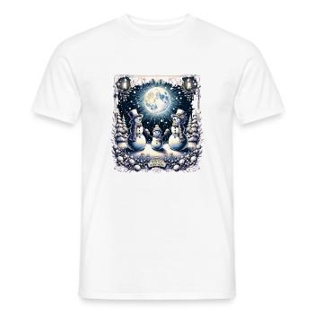 Famille de bonhommes de neige au clair de lune - T-shirt homme - blanc - Devant - AI Model Male 178 dark (178cm)