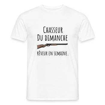 Chasseur du dimanche rêveur en semaine - T-shirt homme - blanc - Devant - AI Model Male 178 dark (178cm)