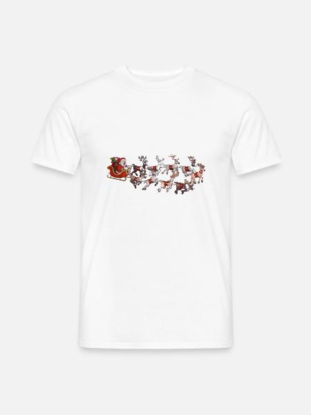 Weihnachtsmann auf seinem Schlitten - Männer T-Shirt - Weiß
