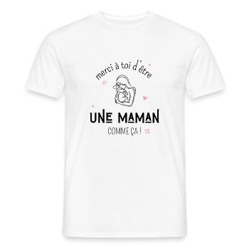 Merci d’être une maman comme ça -cadeau maman - T-shirt homme - blanc - Devant - AI Model Male 178 dark (178cm)