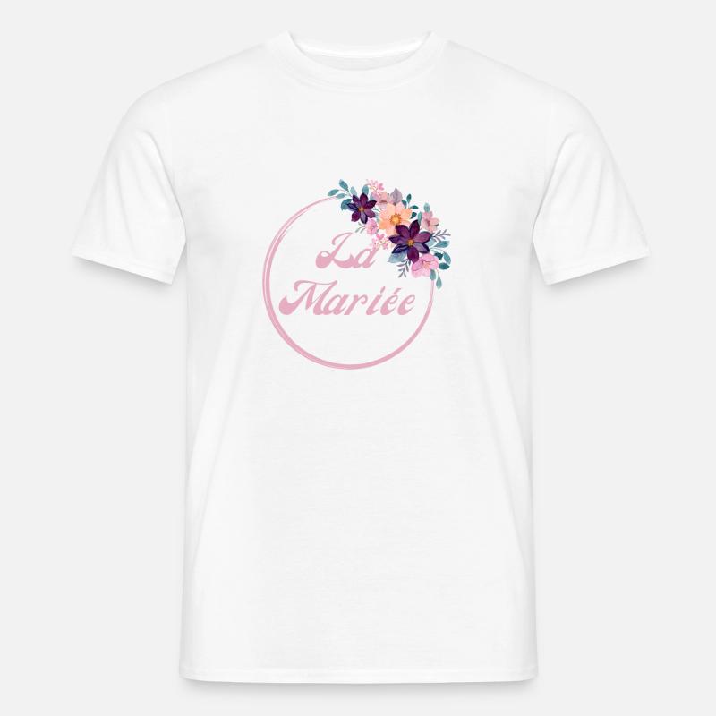 Die rosa Blumenbraut - Braut Geschenkidee - Männer T-Shirt - Weiß