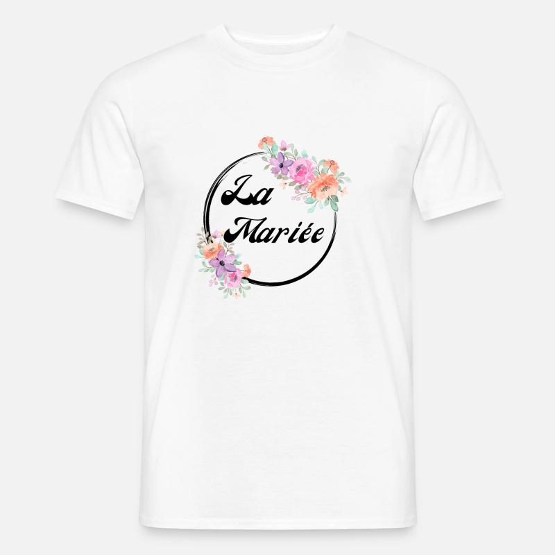 Die rosa Blumenbraut - Braut Geschenkidee - Männer T-Shirt - Weiß