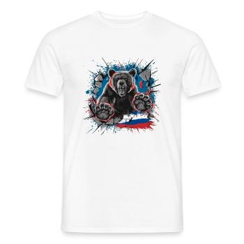 Bär mit russischer Flagge - Männer T-Shirt - Weiß - Vorne - AI Model Male 178 dark (178cm)