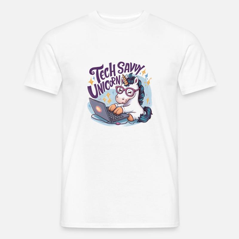 TECHNISCH VERSIERTES EINHORN - Männer T-Shirt - Weiß