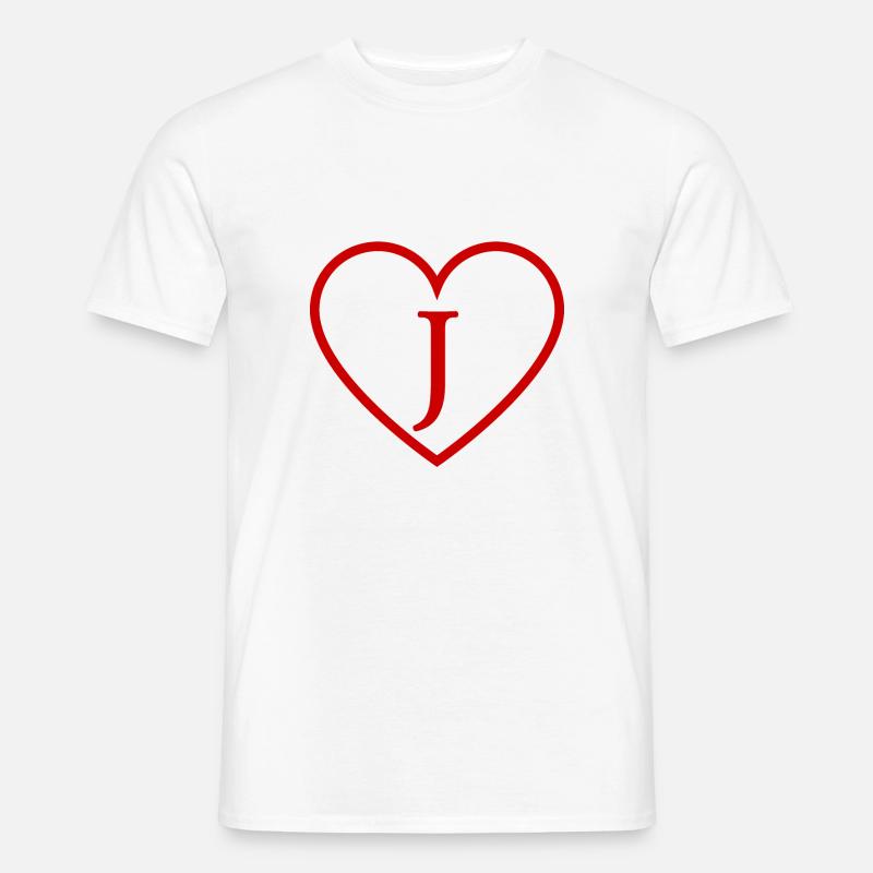 Buchstabe j rotes Herz - Männer T-Shirt - Weiß