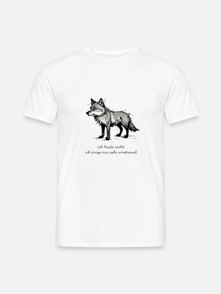 Wolf Spruch "Ich heule nicht, ich singe nur sehr e - Männer T-Shirt - Weiß
