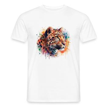 Leopard im Aquarell - Männer T-Shirt - Weiß - Vorne - AI Model Male 178 dark (178cm)