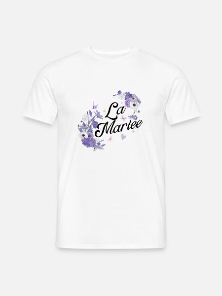 Die lila Blumenbraut - Männer T-Shirt - Weiß