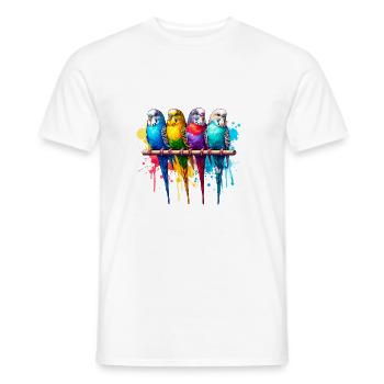 Colorful budgies - Men's T-Shirt - white - Front - AI Model Male 178 dark (178cm)