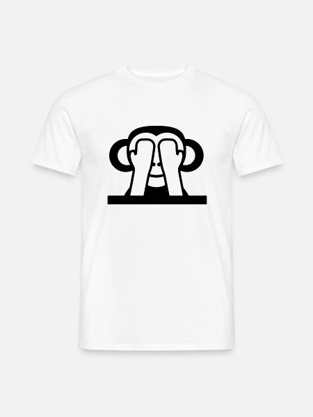 3 Weise Affen Nichts Sehen Hält Augen Zu Versteckt - Mænd T-shirt - hvid