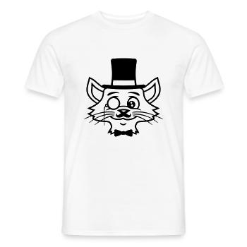 Sir Cat Gentleman Chapeau haut de forme Monocle Rich Gentleman - T-shirt homme - blanc - Devant - AI Model Male 178 dark (178cm)