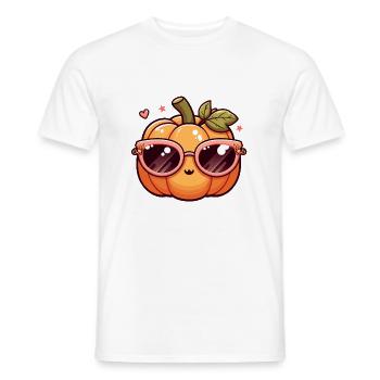 Cute Pumpkin with Glasses - Men's T-Shirt - white - Front - AI Model Male 178 dark (178cm)