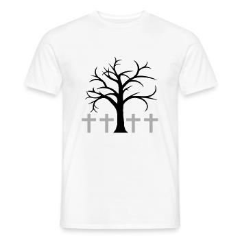 Arbre nu Hiver Automne Croix Cimetière d’Halloween - T-shirt homme - blanc - Devant - AI Model Male 178 dark (178cm)