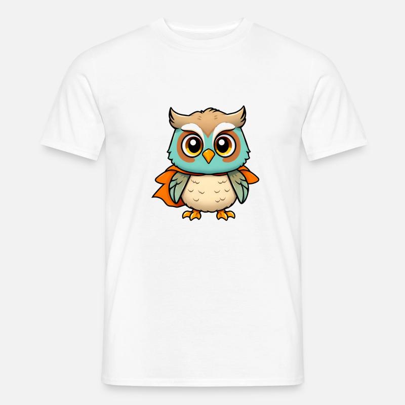 Entzückender blauer Eulen-Superheld - Männer T-Shirt - Weiß