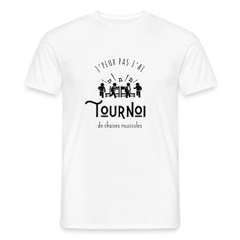 Ich kann nicht, ich habe ein Turnier der musikalischen Stühle - Männer T-Shirt - Weiß - Vorne - AI Model Male 178 dark (178cm)