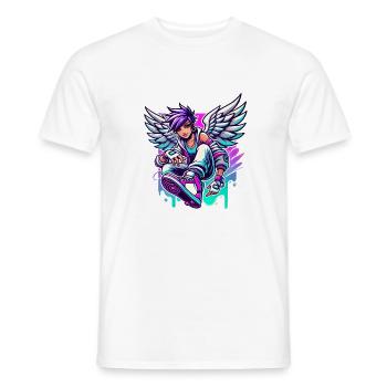 Cool angel colorful hair - Men's T-Shirt - white - Front - AI Model Male 178 dark (178cm)