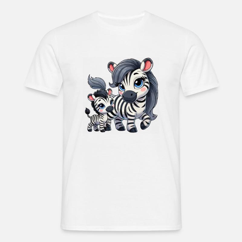 Zebra-Mutter mit Kind - Männer T-Shirt - Weiß