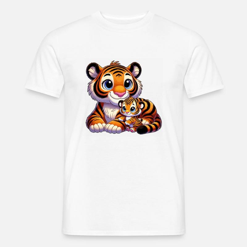Tigermutter mit Kind - Männer T-Shirt - Weiß