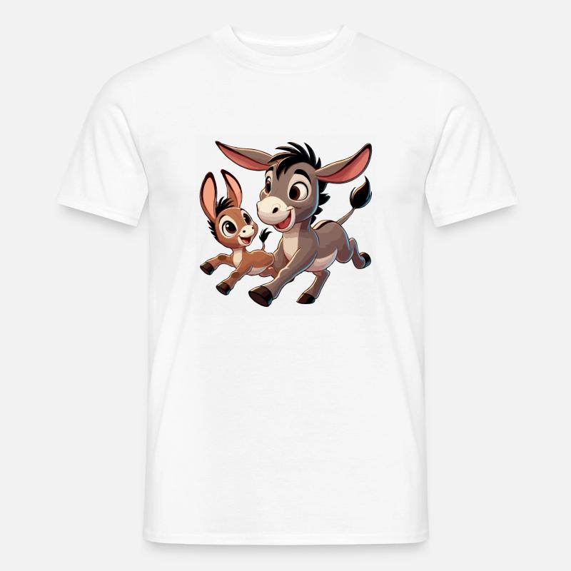Esel mit herumtollendem Kind - Männer T-Shirt - Weiß