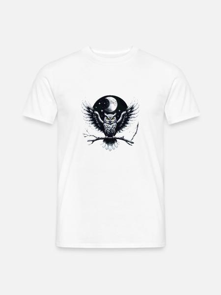 Nacht Eule - Männer T-Shirt - Weiß