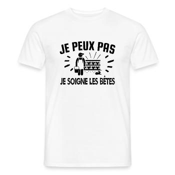 je peux pas je soigne les bêtes - T-shirt homme - blanc - Devant - AI Model Male 178 dark (178cm)