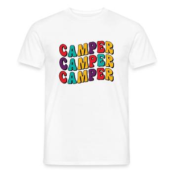 T-shirt de camping-car rétro – Colorful Vintage Vibes - T-shirt homme - blanc - Devant - AI Model Male 178 dark (178cm)
