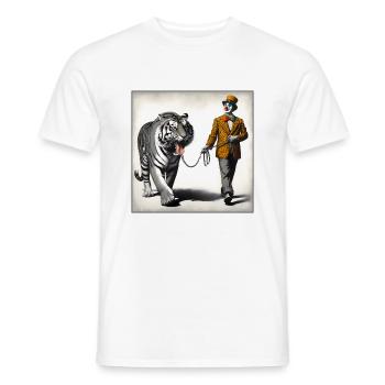 Spaziergang mit Tiger - Männer T-Shirt - Weiß - Vorne - AI Model Male 178 dark (178cm)