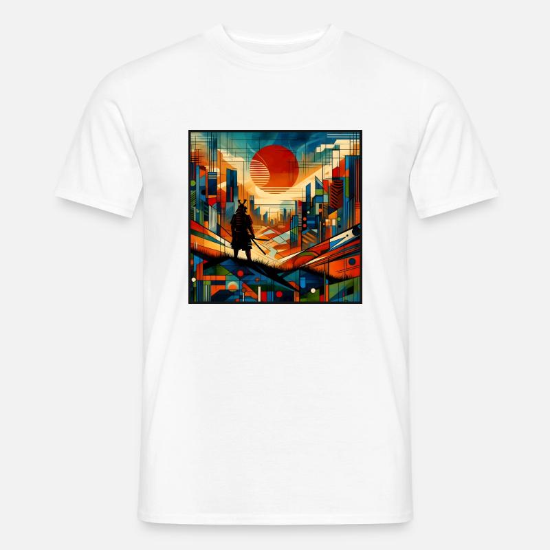 Samurai vor roter Sonne - Männer T-Shirt - Weiß