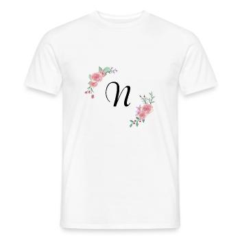 Rosa Blumenbuchstabe n - Männer T-Shirt - Weiß - Vorne - AI Model Male 178 dark (178cm)