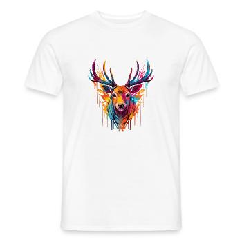 Cerf coloré - T-shirt homme - blanc - Devant - AI Model Male 178 dark (178cm)