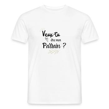 Veux tu être mon parrain - T-shirt homme - blanc - Devant - AI Model Male 178 dark (178cm)