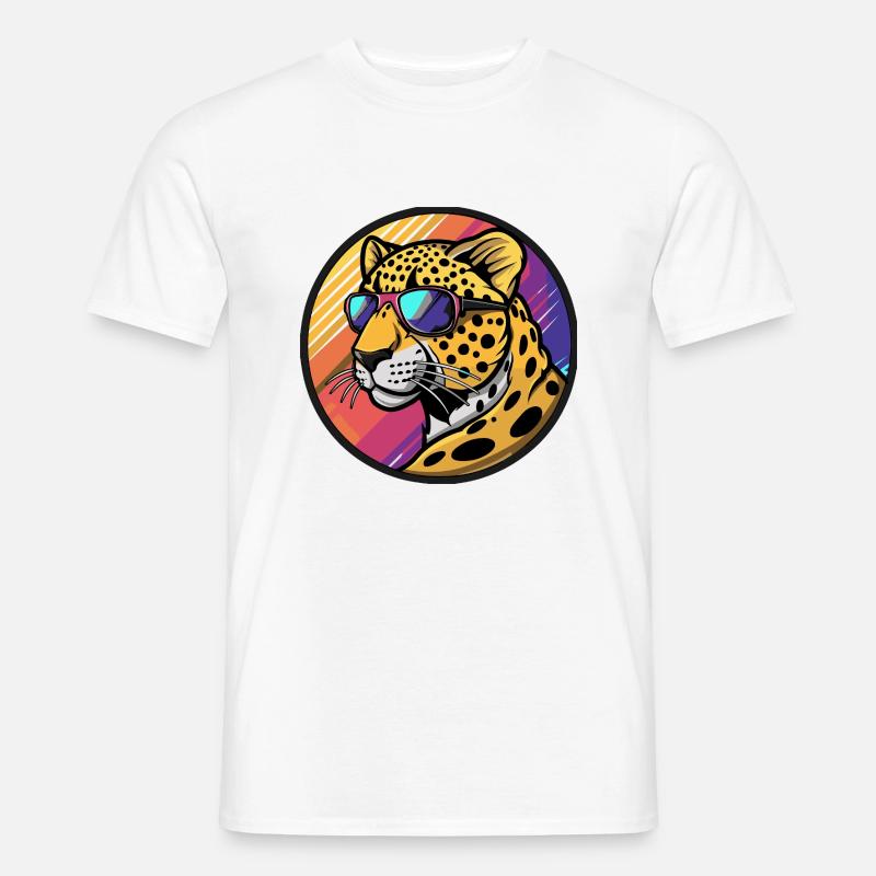 Leopard Comic Cool Sommer - Männer T-Shirt - Weiß