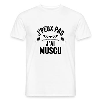 I can't I have MUSCU - Bodybuilding - Men's T-Shirt - white - Front - AI Model Male 178 dark (178cm)