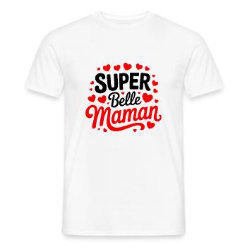 Super Belle Maman Femme Humour Idée Cadeau Drôle - T-shirt homme - blanc - Devant - AI Model Male 178 dark (178cm)